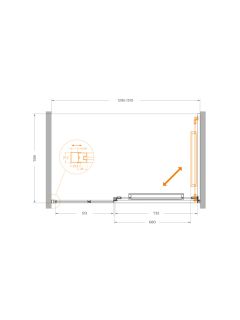 Душевая дверь CEZARES LUX-B-FS-11-130-C-GM оружейная сталь